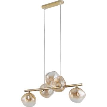 Brilagi - Hanglamp aan kabel VULCANO 5xG9/8W/230V goudkleurig/gerookt beige