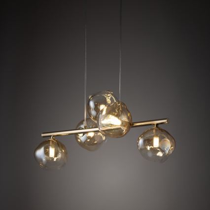 Brilagi - Hanglamp aan kabel VULCANO 5xG9/8W/230V goudkleurig/gerookt beige