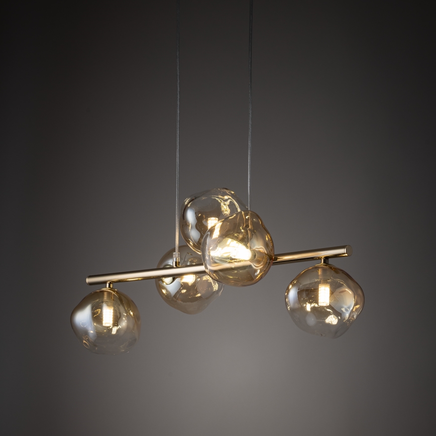 Brilagi - Hanglamp aan kabel VULCANO 5xG9/8W/230V goudkleurig/gerookt beige