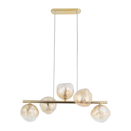 Brilagi - Hanglamp aan kabel VULCANO 5xG9/8W/230V goudkleurig/gerookt beige