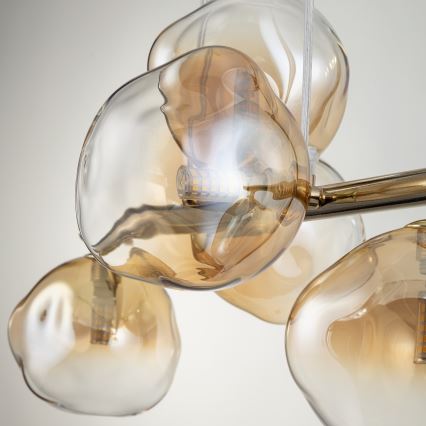 Brilagi - Hanglamp aan kabel VULCANO 5xG9/8W/230V goudkleurig/gerookt beige