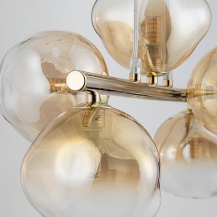 Brilagi - Hanglamp aan kabel VULCANO 5xG9/8W/230V goudkleurig/gerookt beige