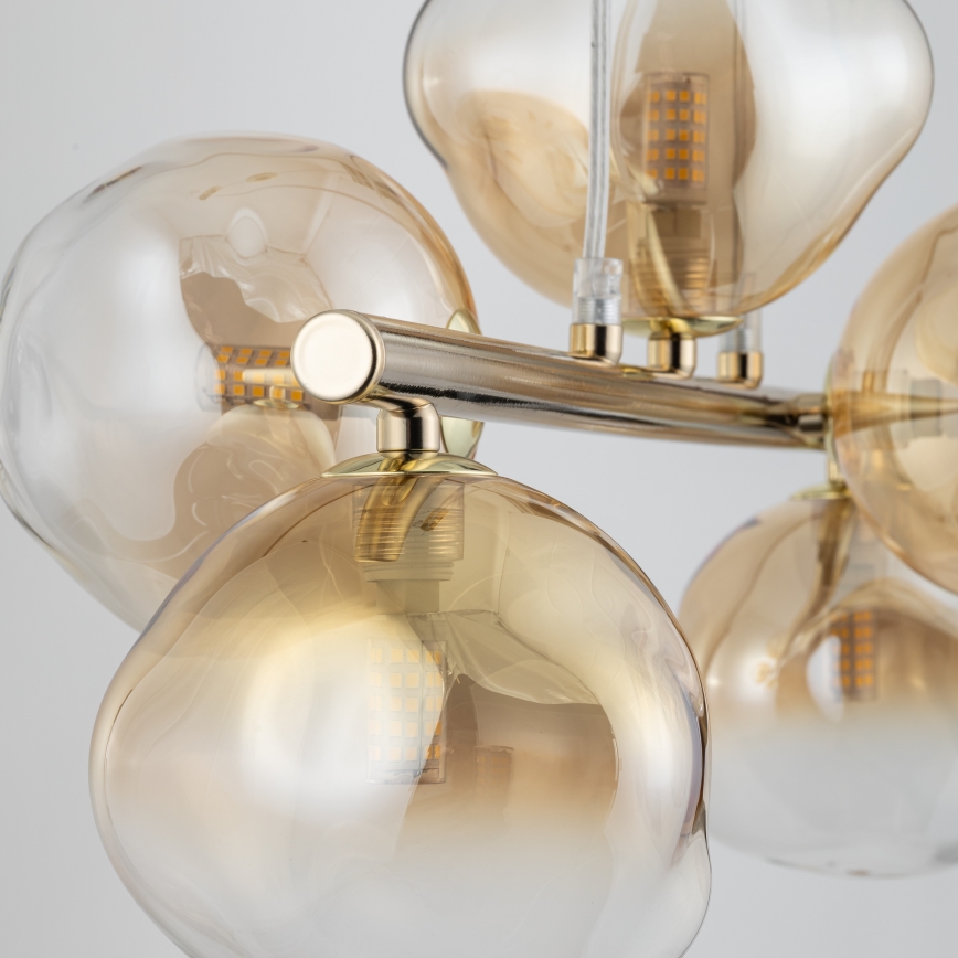 Brilagi - Hanglamp aan kabel VULCANO 5xG9/8W/230V goudkleurig/gerookt beige