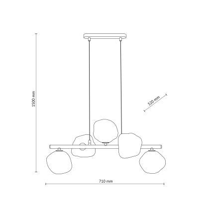 Brilagi - Hanglamp aan kabel VULCANO 5xG9/8W/230V goudkleurig/gerookt beige