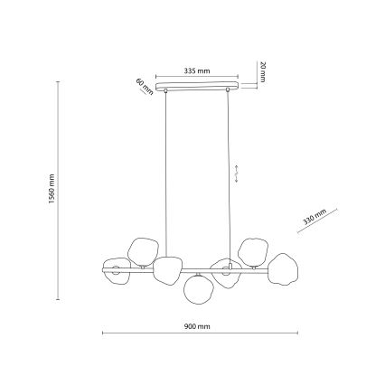 Brilagi - Hanglamp aan kabel VULCANO 7xG9/8W/230V beige/rookkleurig beige
