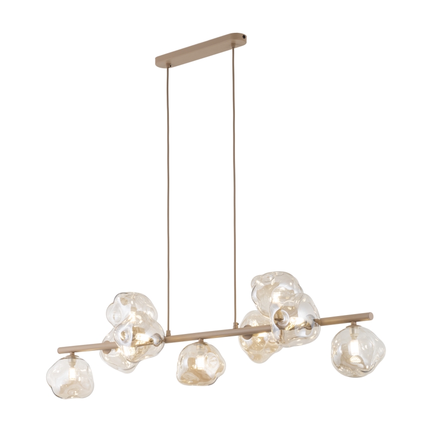 Brilagi - Hanglamp aan kabel VULCANO 9xG9/8W/230V beige/gerookt beige