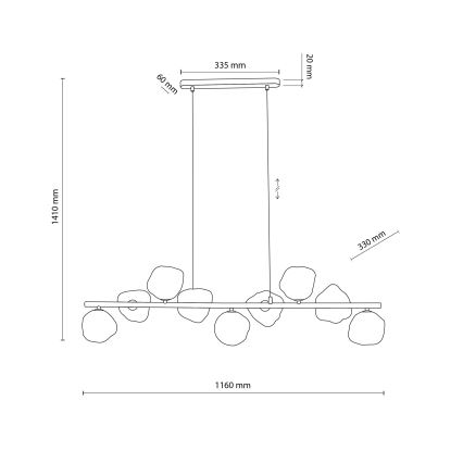 Brilagi - Hanglamp aan kabel VULCANO 9xG9/8W/230V brons/rookbeige