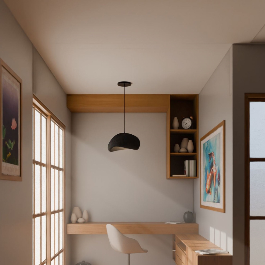 Brilagi - Hanglamp aan kabel WABI SABI 1xE27/40W/230V Ø 35 cm zwart