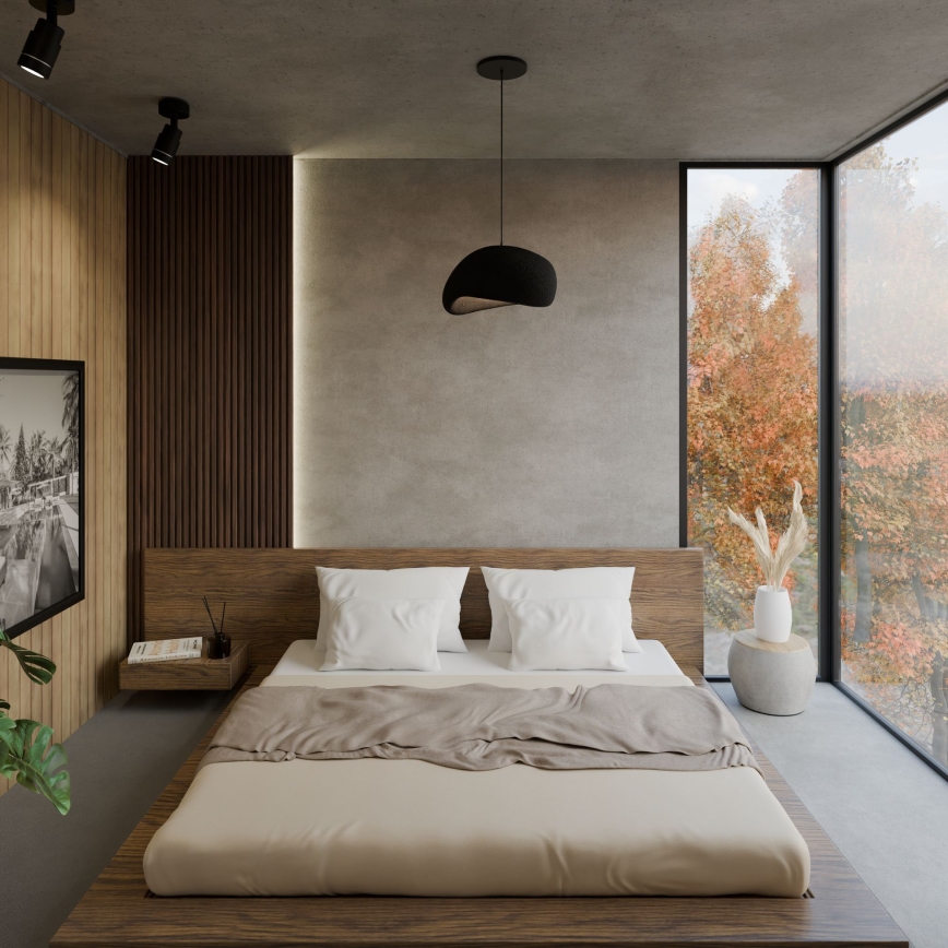 Brilagi - Hanglamp aan kabel WABI SABI 1xE27/40W/230V Ø 35 cm zwart