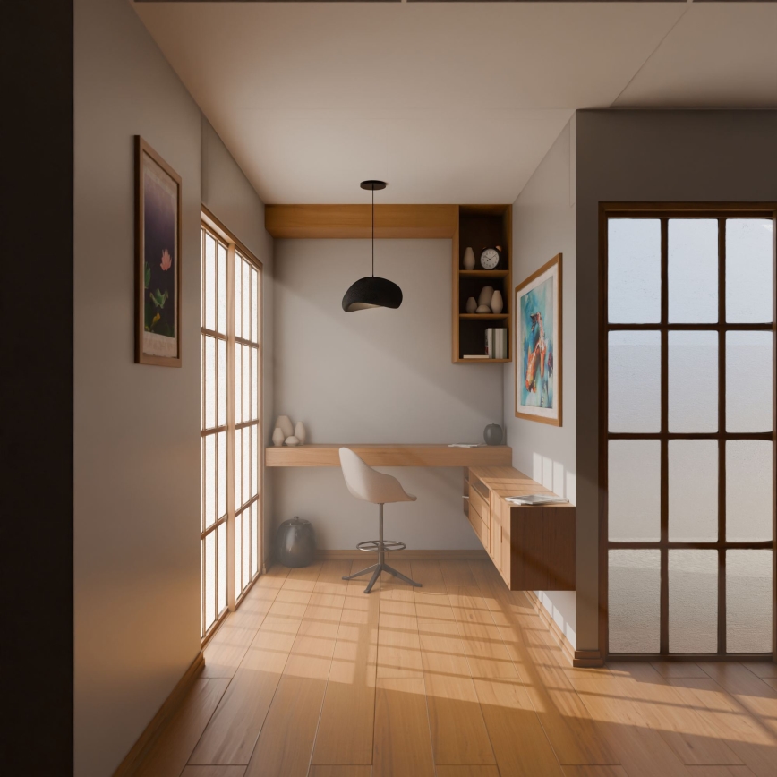 Brilagi - Hanglamp aan kabel WABI SABI 1xE27/40W/230V Ø 35 cm zwart