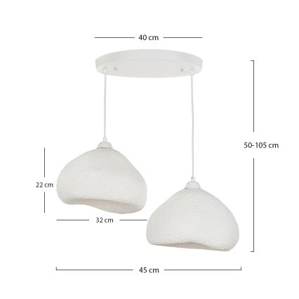 Brilagi - Hanglamp aan kabel WABI SABI 2xE27/40W/230V Ø 45 cm wit