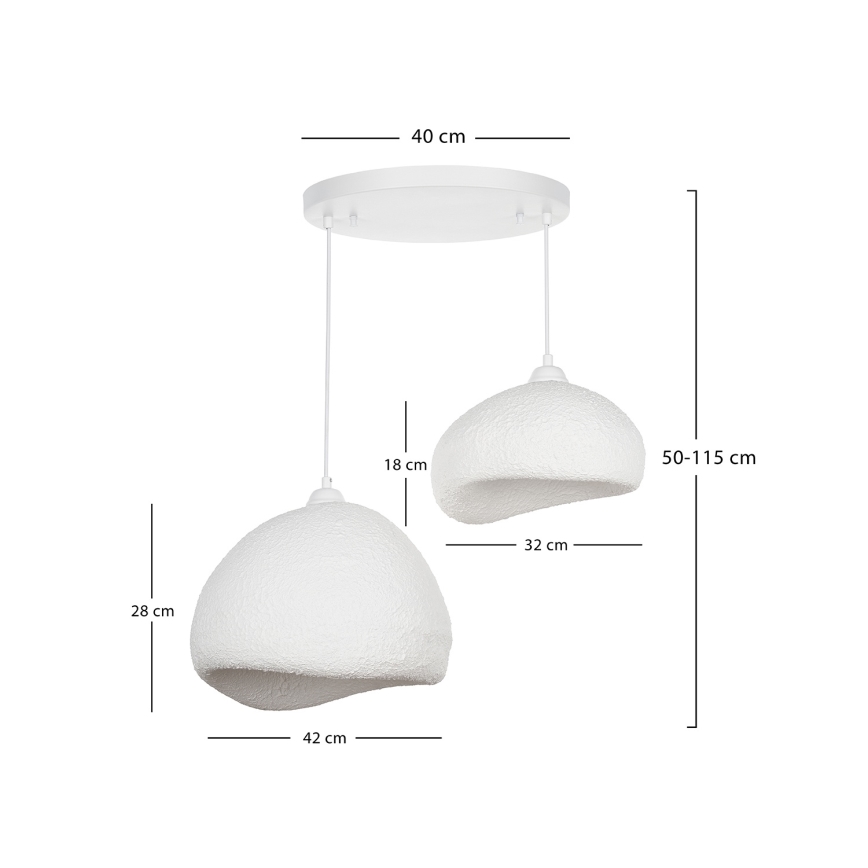 Brilagi - Hanglamp aan kabel WABI SABI 2xE27/40W/230V Ø 70 cm wit