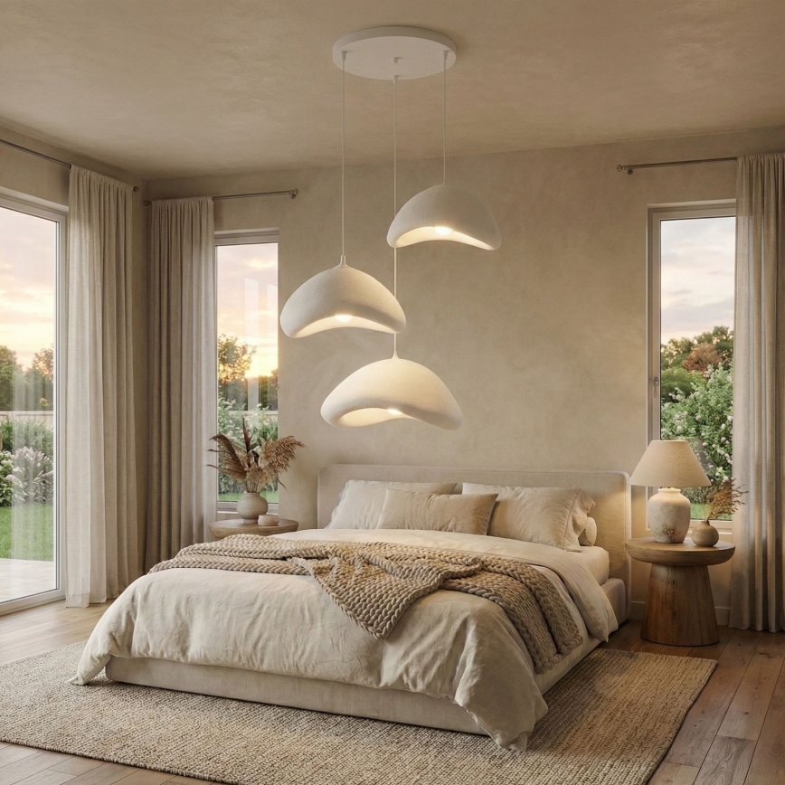 Brilagi - Hanglamp aan kabel WABI SABI 3xE27/40W/230V Ø 82 cm wit