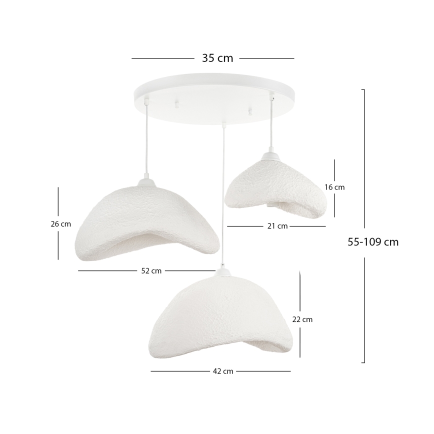 Brilagi - Hanglamp aan kabel WABI SABI 3xE27/40W/230V Ø 82 cm wit