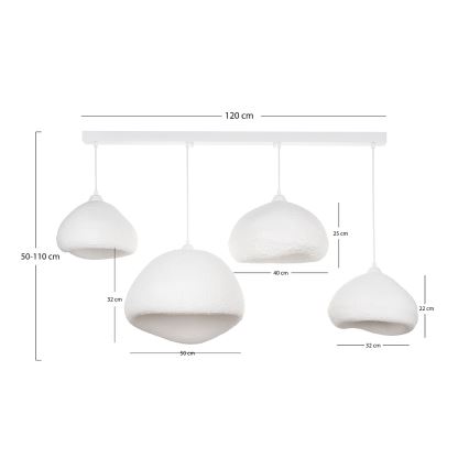 Brilagi - Hanglamp aan kabel WABI SABI 4xE27/40W/230V wit