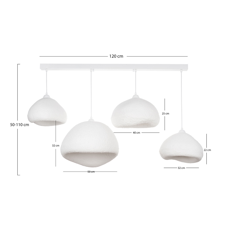 Brilagi - Hanglamp aan kabel WABI SABI 4xE27/40W/230V wit
