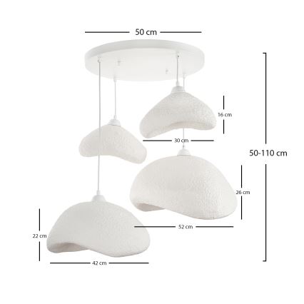 Brilagi - Hanglamp aan kabel WABI SABI 4xE27/40W/230V Ø 90 cm wit