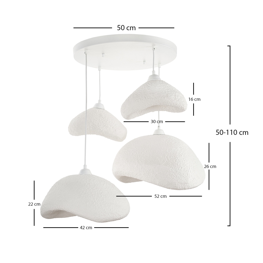 Brilagi - Hanglamp aan kabel WABI SABI 4xE27/40W/230V Ø 90 cm wit