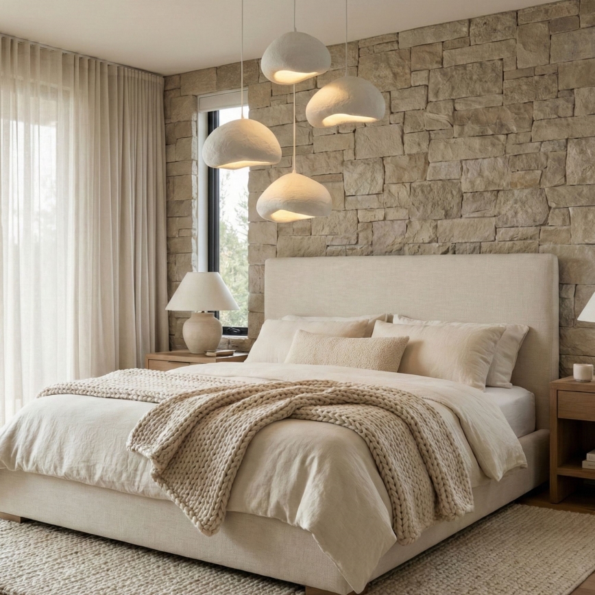 Brilagi - Hanglamp aan kabel WABI SABI 4xE27/40W/230V Ø 95 cm wit