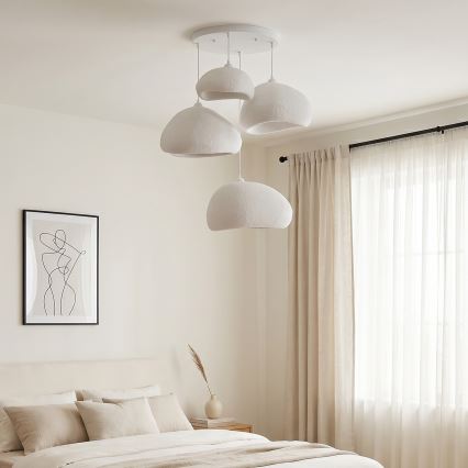 Brilagi - Hanglamp aan kabel WABI SABI 4xE27/40W/230V Ø 95 cm wit