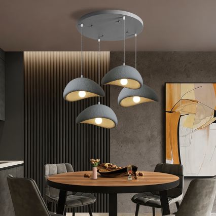 BRILAGI - Hanglamp aan kabel WABI SABI 4xE27/60W/230V grijs
