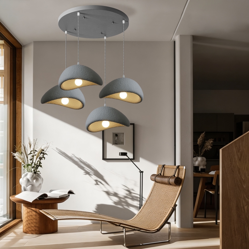 BRILAGI - Hanglamp aan kabel WABI SABI 4xE27/60W/230V grijs