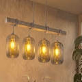 BRILAGI - Hanglamp aan kabel WOOD GLASS 4xE27/60W/230V dennen/grijs/rookgrijs