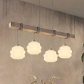 BRILAGI - Hanglamp aan kabel WOOD GLASS 4xE27/60W/230V grenen/grijs/wit