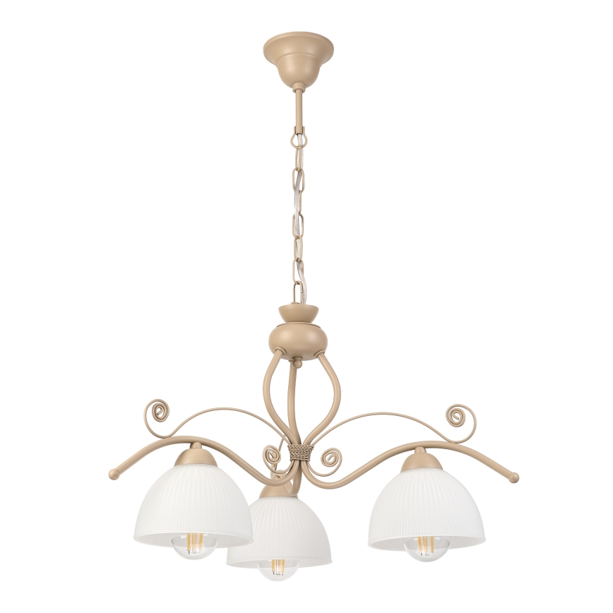 Brilagi - Hanglamp aan ketting ANTICO MODERN 3xE27/60W/230V beige