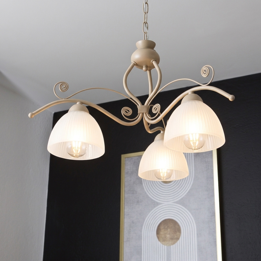 Brilagi - Hanglamp aan ketting ANTICO MODERN 3xE27/60W/230V beige