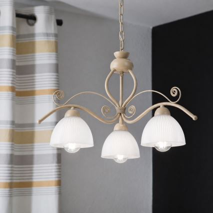 Brilagi - Hanglamp aan ketting ANTICO MODERN 3xE27/60W/230V beige