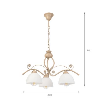 Brilagi - Hanglamp aan ketting ANTICO MODERN 3xE27/60W/230V beige