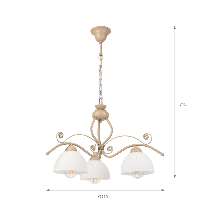 Brilagi - Hanglamp aan ketting ANTICO MODERN 3xE27/60W/230V beige