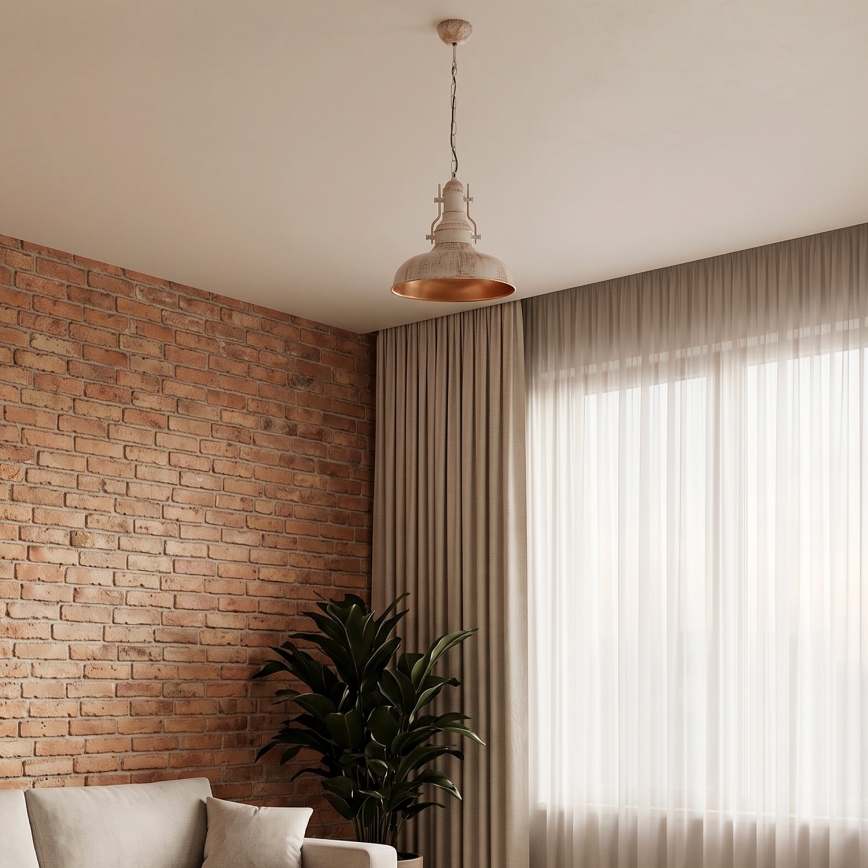 Brilagi - Hanglamp aan ketting PYRONIC 1xE27/40W/230V Ø 32 cm crème/patina
