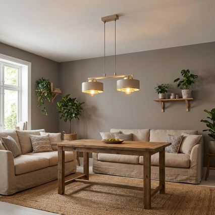 Brilagi - Hanglamp aan snoer 2xE27/60W/230V beige/goud