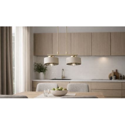 Brilagi - Hanglamp aan snoer 2xE27/60W/230V beige/goud