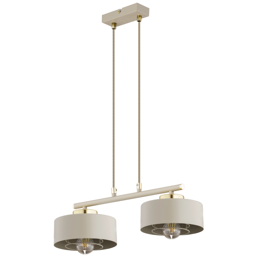 Brilagi - Hanglamp aan snoer 2xE27/60W/230V beige/goud