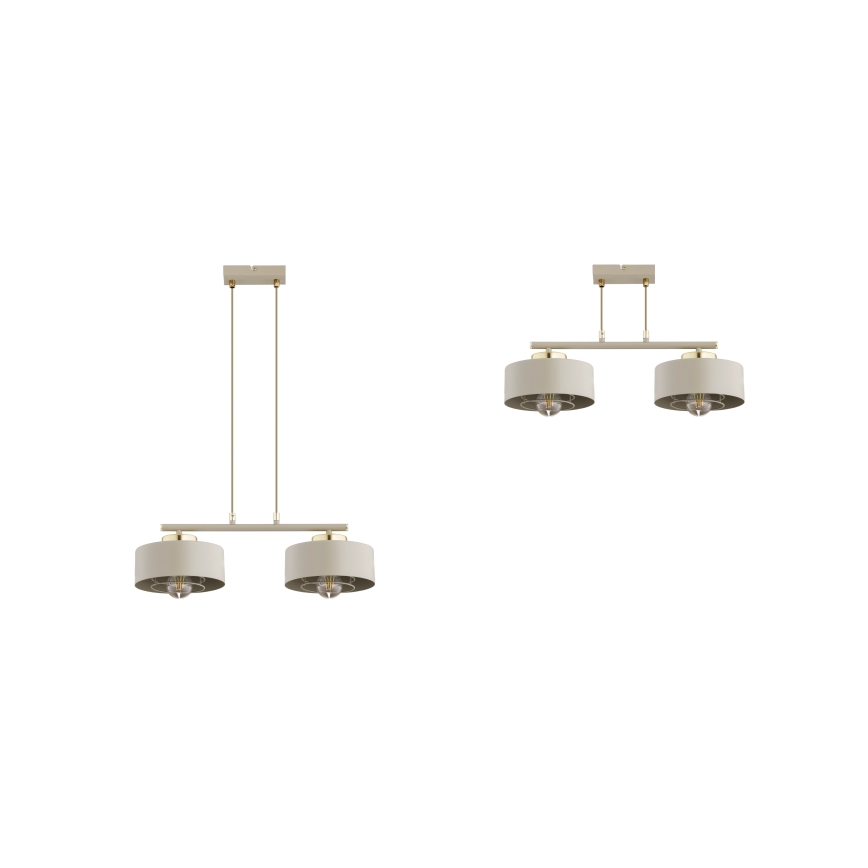Brilagi - Hanglamp aan snoer 2xE27/60W/230V beige/goud
