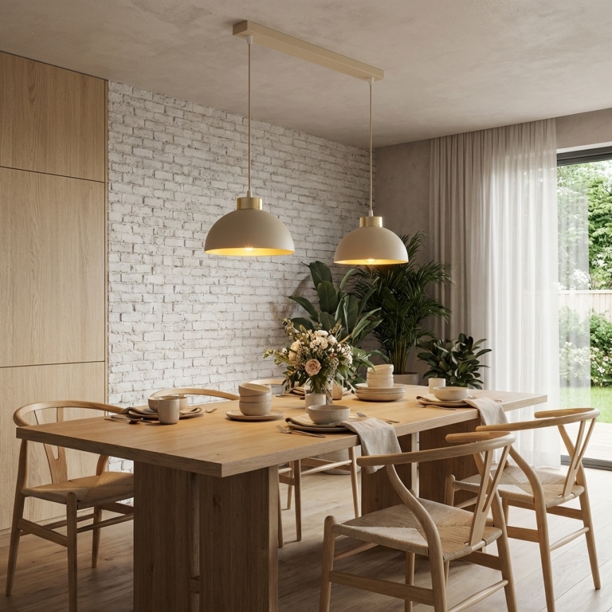 Brilagi - Hanglamp aan snoer 2xE27/60W/230V beige/goud