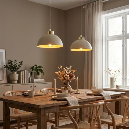 Brilagi - Hanglamp aan snoer 2xE27/60W/230V beige/goud
