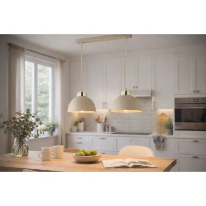 Brilagi - Hanglamp aan snoer 2xE27/60W/230V beige/goud