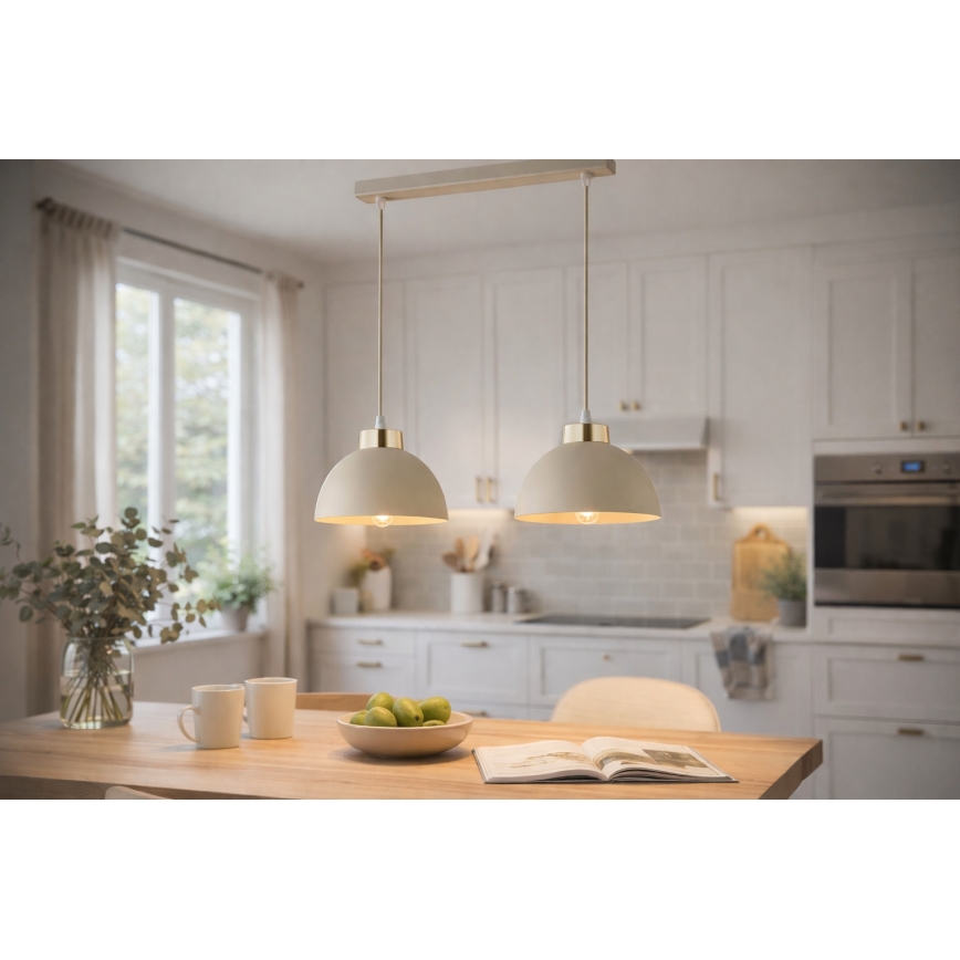 Brilagi - Hanglamp aan snoer 2xE27/60W/230V beige/goud