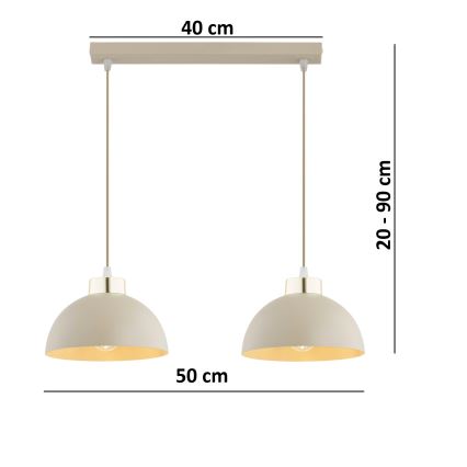 Brilagi - Hanglamp aan snoer 2xE27/60W/230V beige/goud