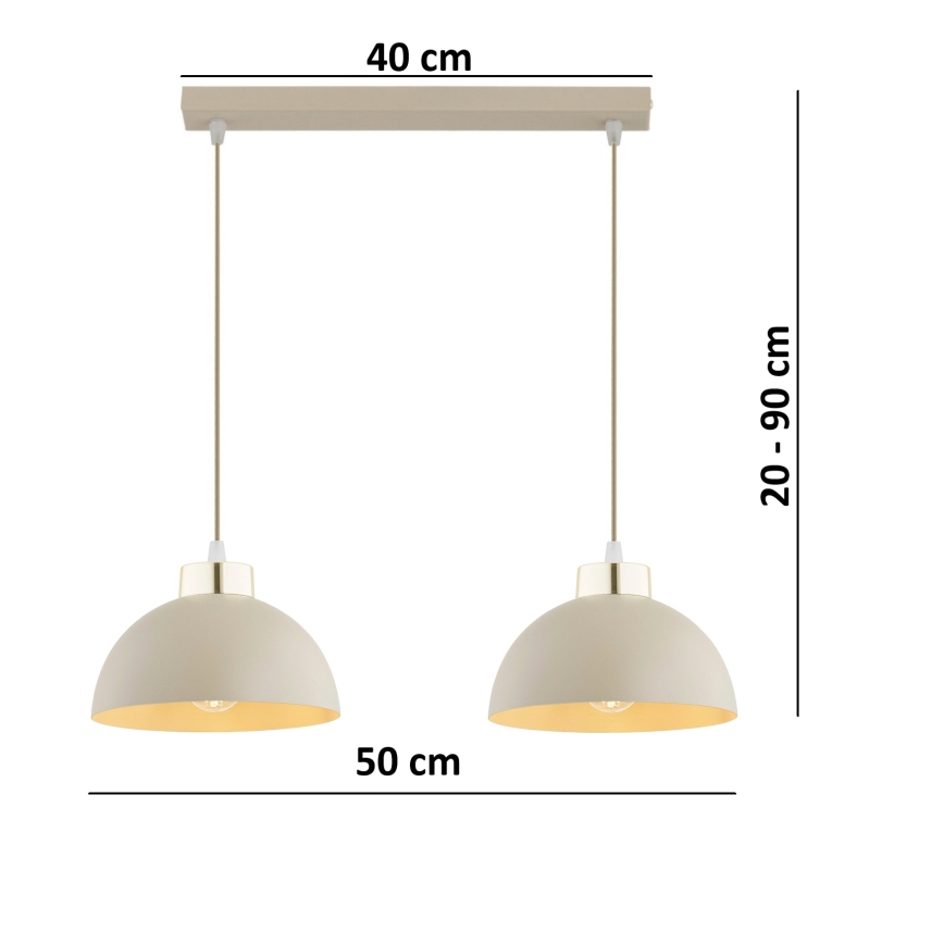 Brilagi - Hanglamp aan snoer 2xE27/60W/230V beige/goud