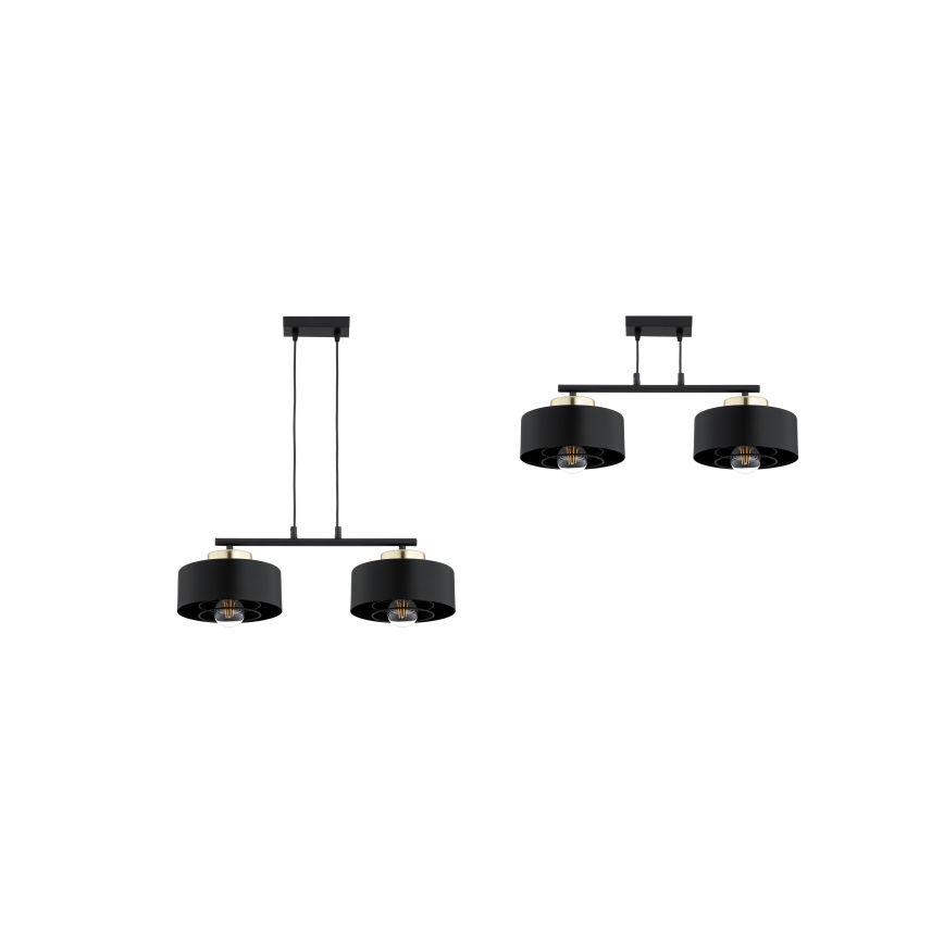 Brilagi - Hanglamp aan snoer 2xE27/60W/230V zwart/goud