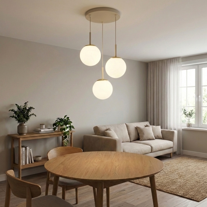 Brilagi - Hanglamp aan snoer 3xE27/60W/230V beige/goud