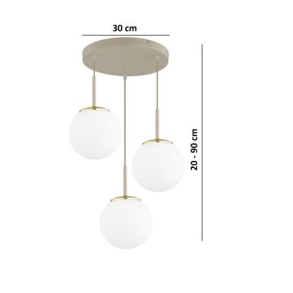 Brilagi - Hanglamp aan snoer 3xE27/60W/230V beige/goud