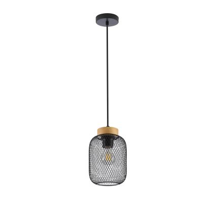 Brilagi - Hanglamp aan snoer BASKLITE 1xE27/15W/230V rubberhout/zwart
