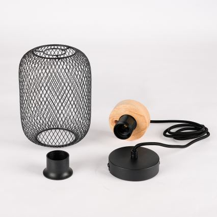 Brilagi - Hanglamp aan snoer BASKLITE 1xE27/15W/230V rubberhout/zwart