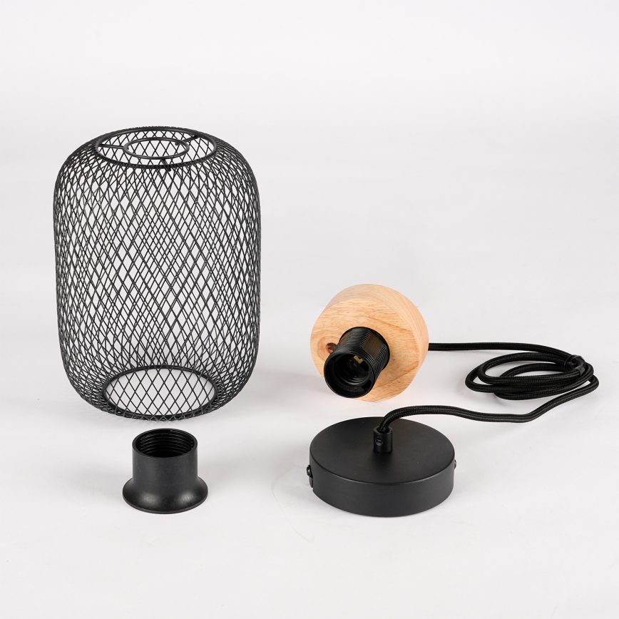 Brilagi - Hanglamp aan snoer BASKLITE 1xE27/15W/230V rubberhout/zwart